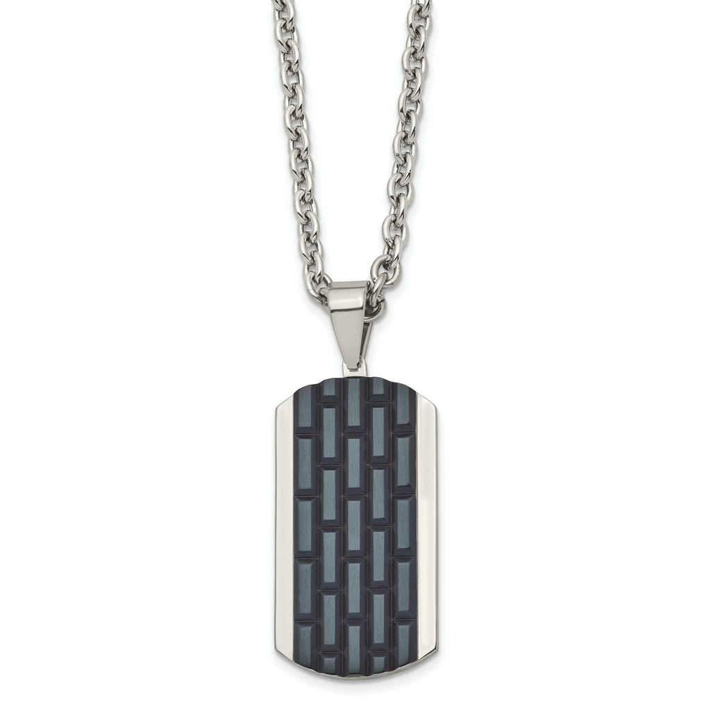 Black IP-Plated Dog Tag Necklace in Stainless Steel