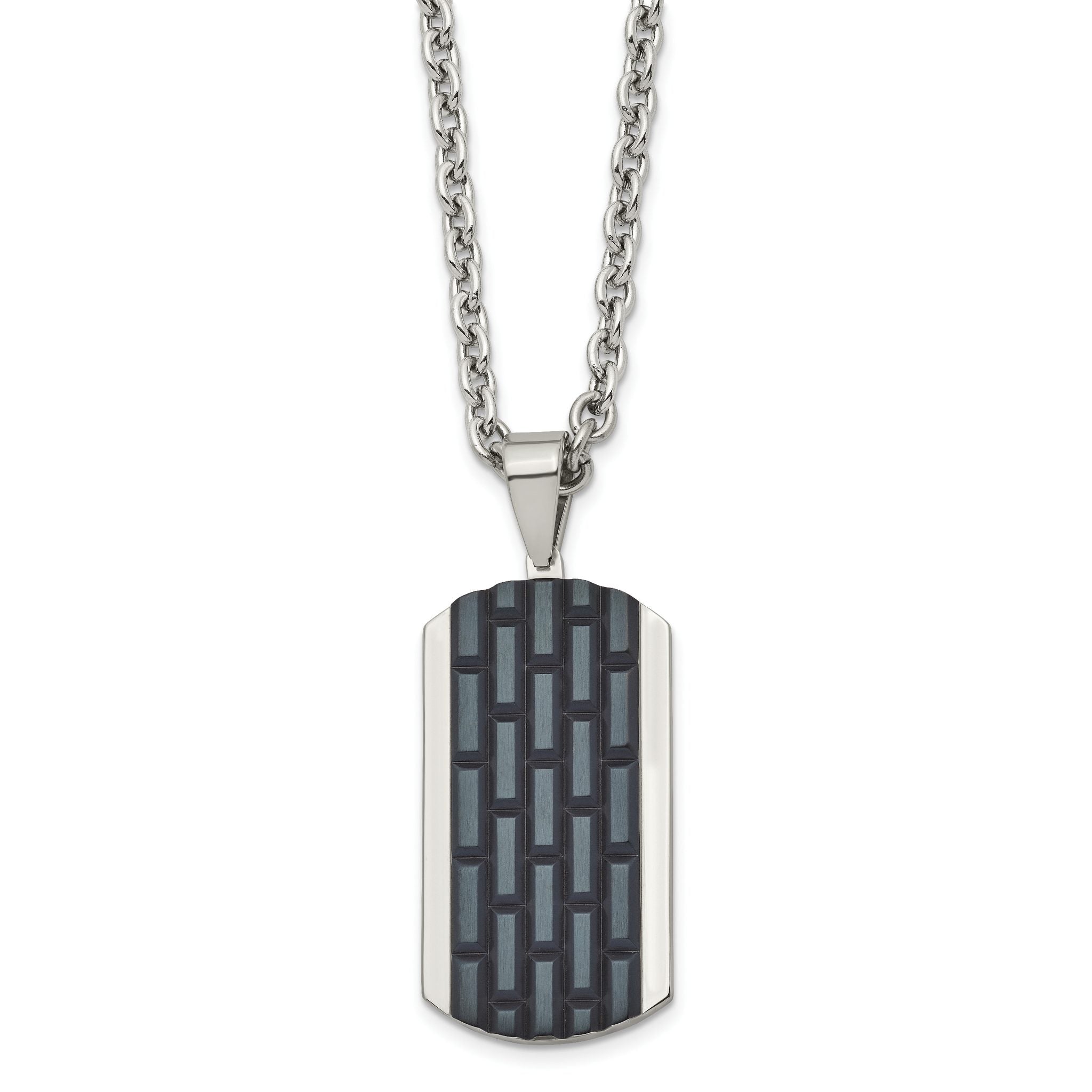 Black IP-Plated Dog Tag Necklace in Stainless Steel