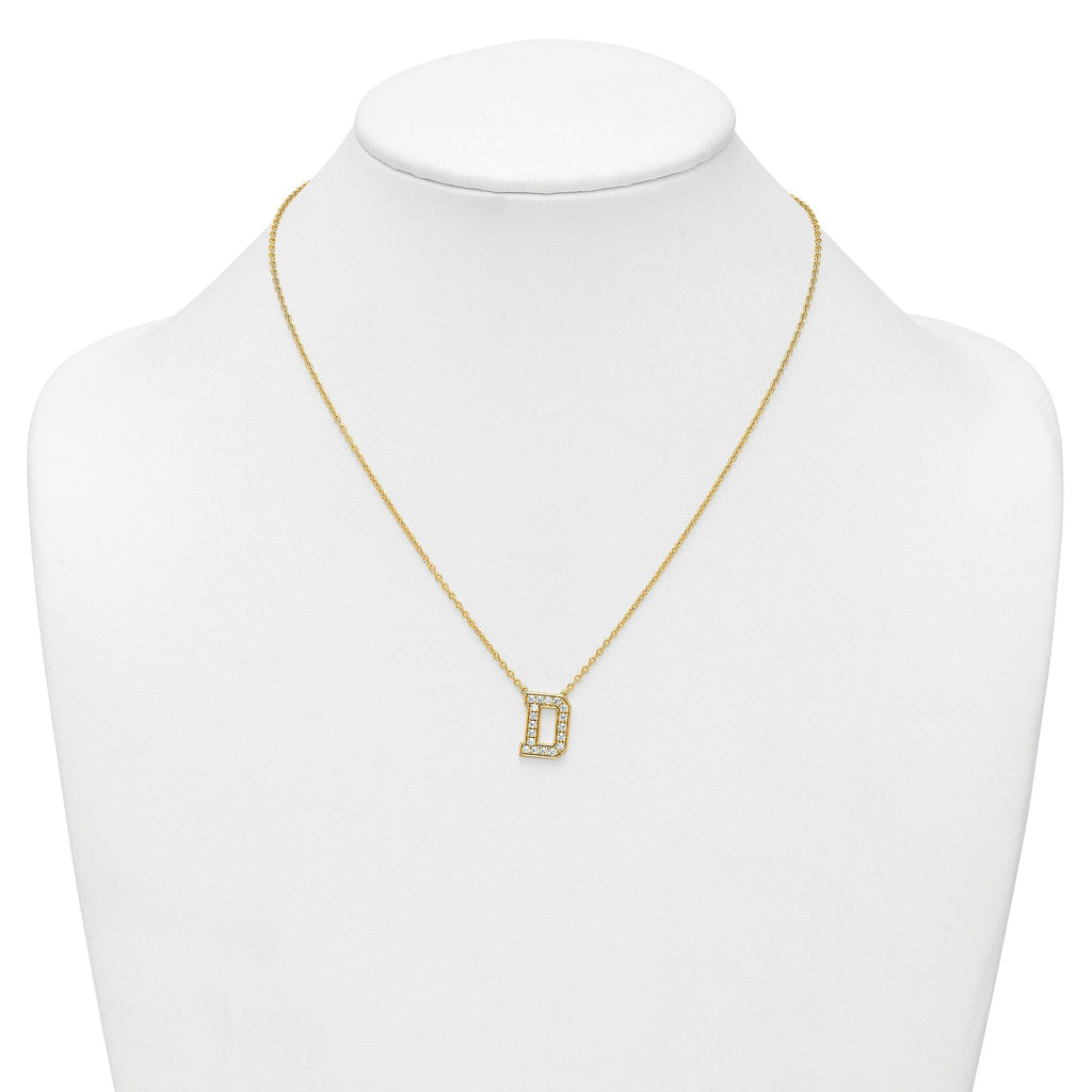 14k 1/2 carat Lab Grown Diamond VS+ F+ Complete Letter D 18 inch Initial Necklace