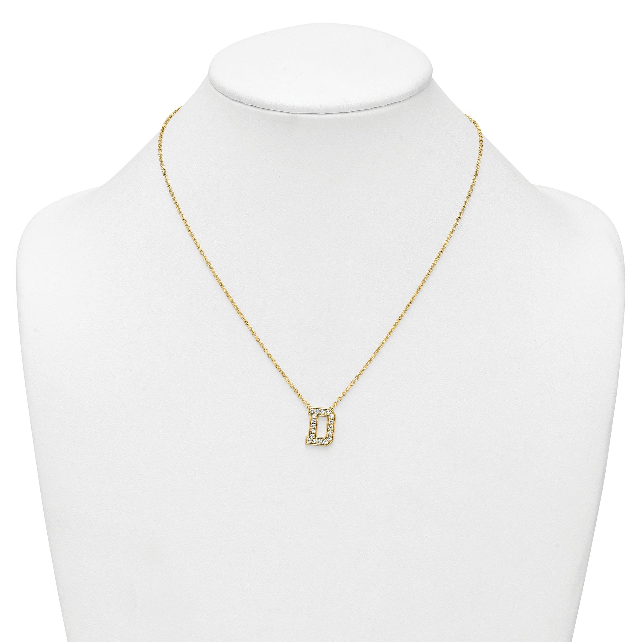 14k 1/2 carat Lab Grown Diamond VS+ F+ Complete Letter D 18 inch Initial Necklace