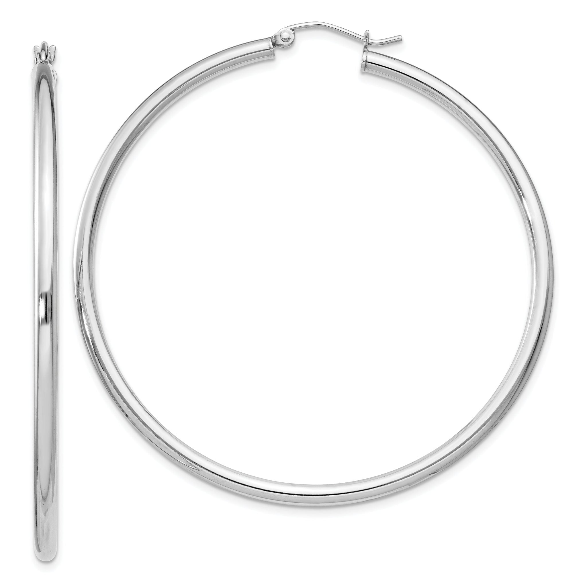 Sterling Silver Rhodium-plated 2.5mm Round Hoop Earrings Main image