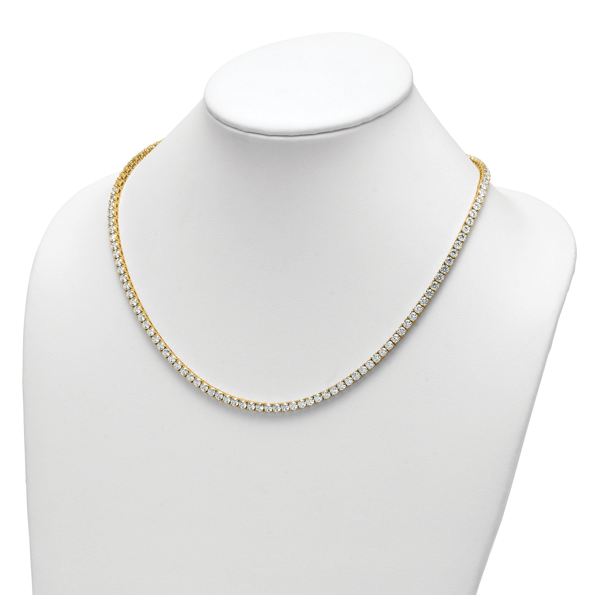 14k 26 1/5 carat Lab Grown Diamond VS+ F+ Complete Round 20 inch Straight Tennis Necklace