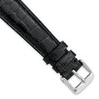 12mm Black Genuine Caiman Leather with Silver-tone Buckle 6.75 inch Watch Band