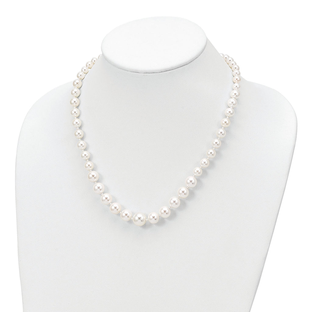 Majestik Sterling Silver Shell Pearl Necklace with Rhodium Plating