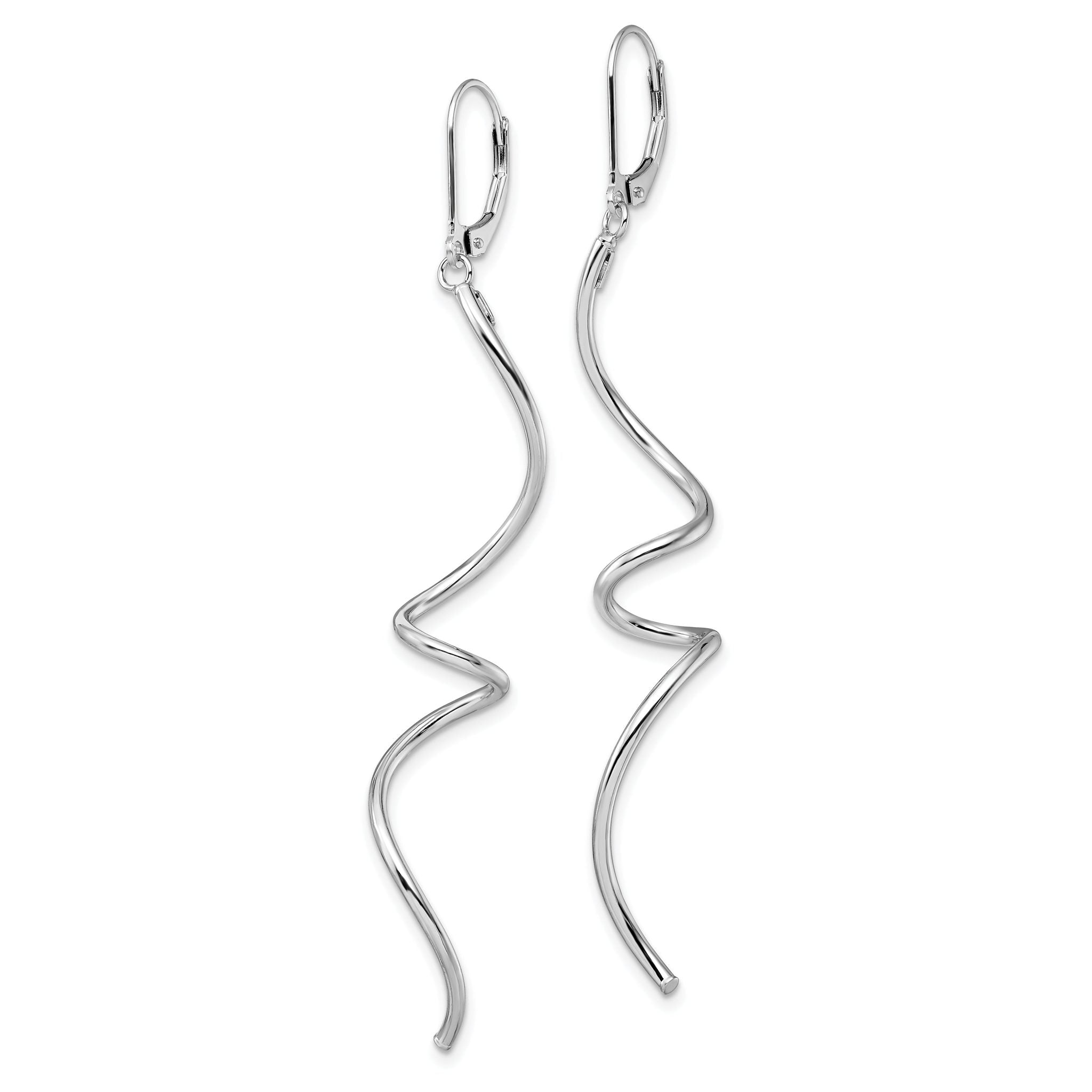 14K White Gold Twisted Leverback Earrings Secondary image