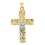14k Two-tone Polished Solid INRI Crucifix Pendant