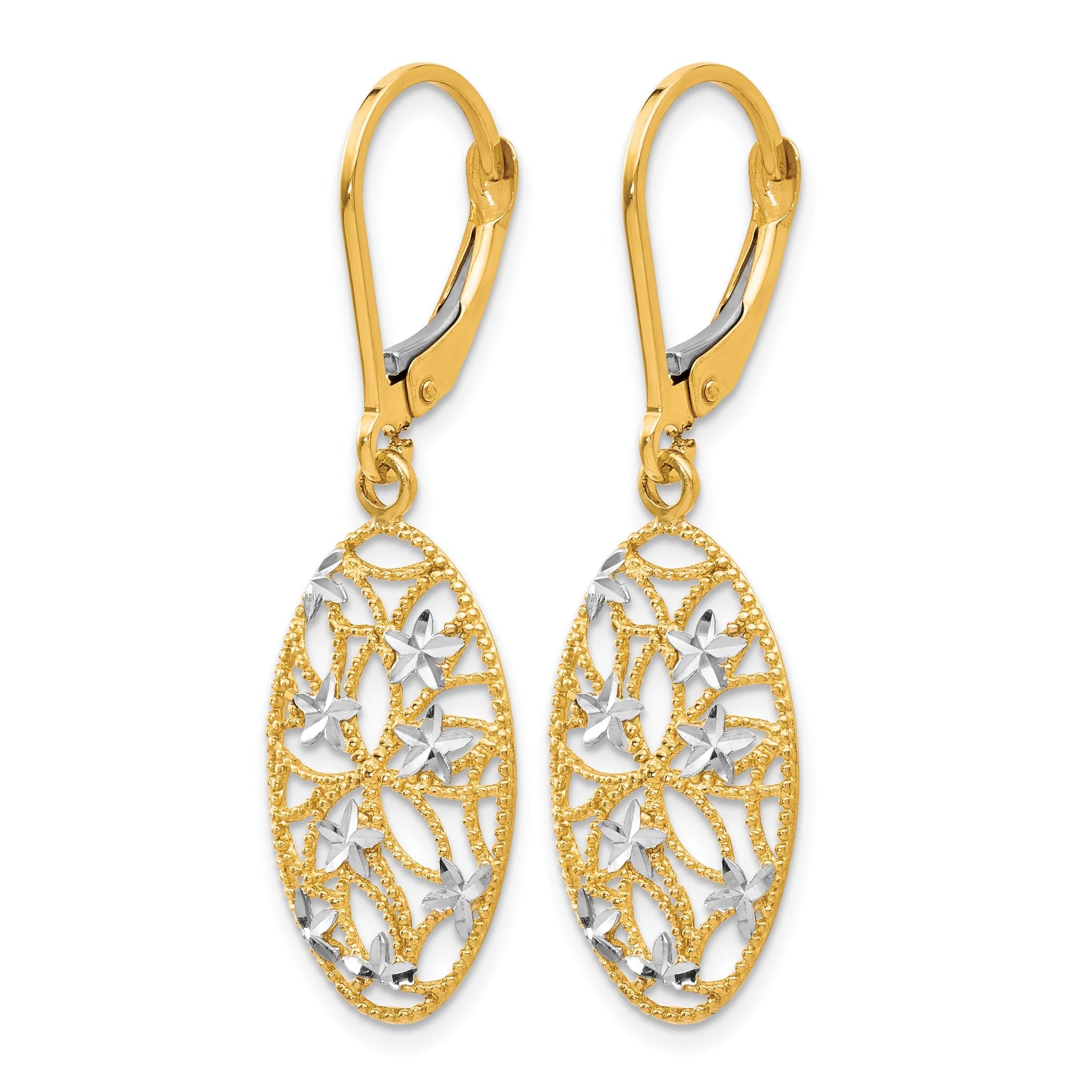 10K Yellow Gold Diamond-Cut Leverback Earrings Secondary image
