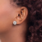 Sophia Jewelers Sterling Silver Diamond Button Earrings in Polished Rhodium