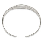 925 Sterling Silver Polished Multi-Strand Cuff Bangle Unisex Elegance