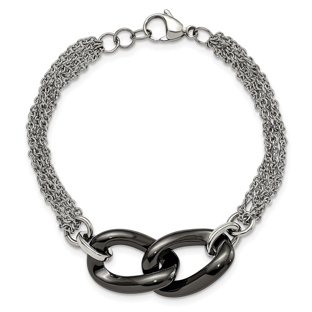 Stainless Steel Polished with Black Ceramic with . ext. Bracelet for Women