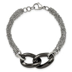 Stainless Steel Polished with Black Ceramic with . ext. Bracelet for Women