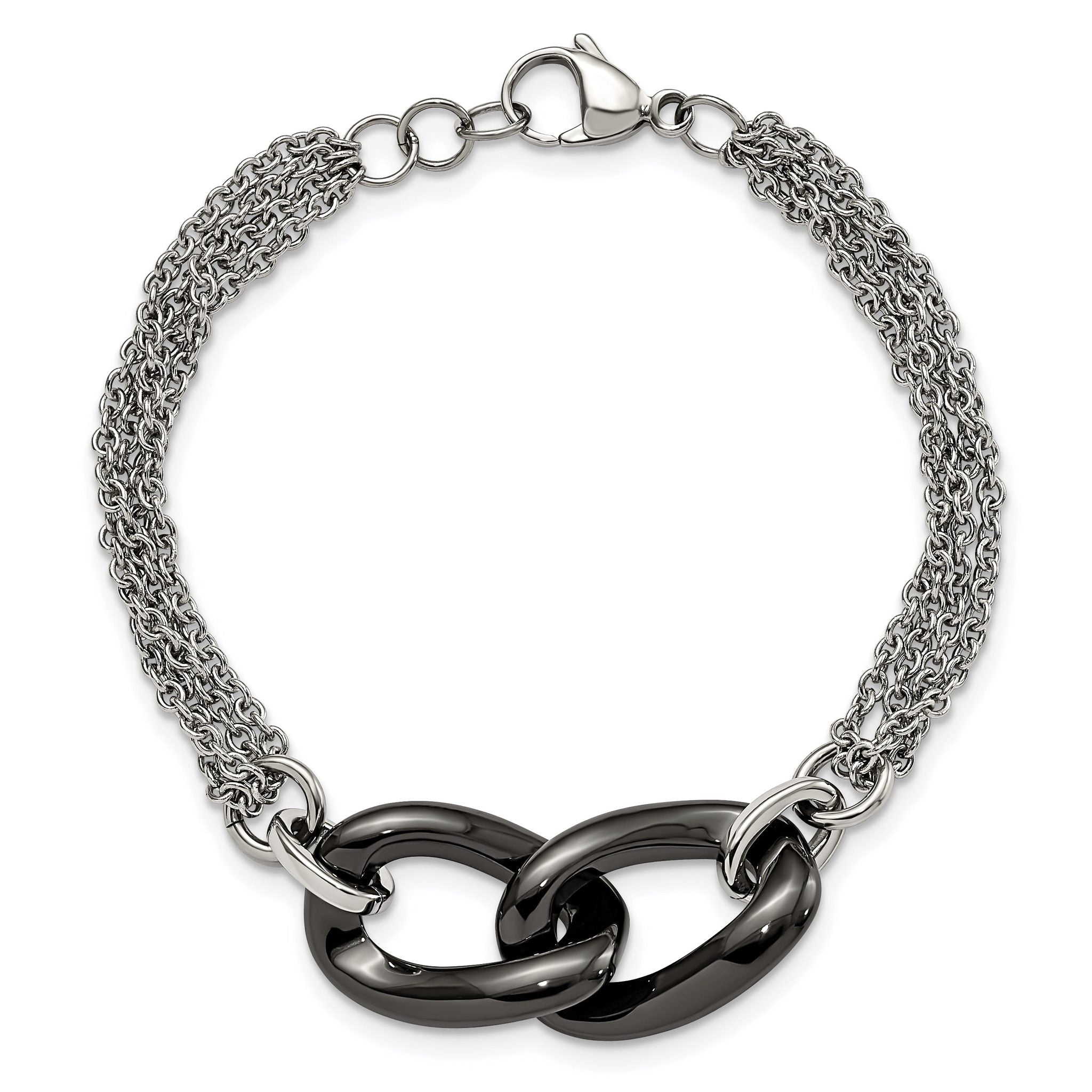 Stainless Steel Polished with Black Ceramic with . ext. Bracelet for Women
