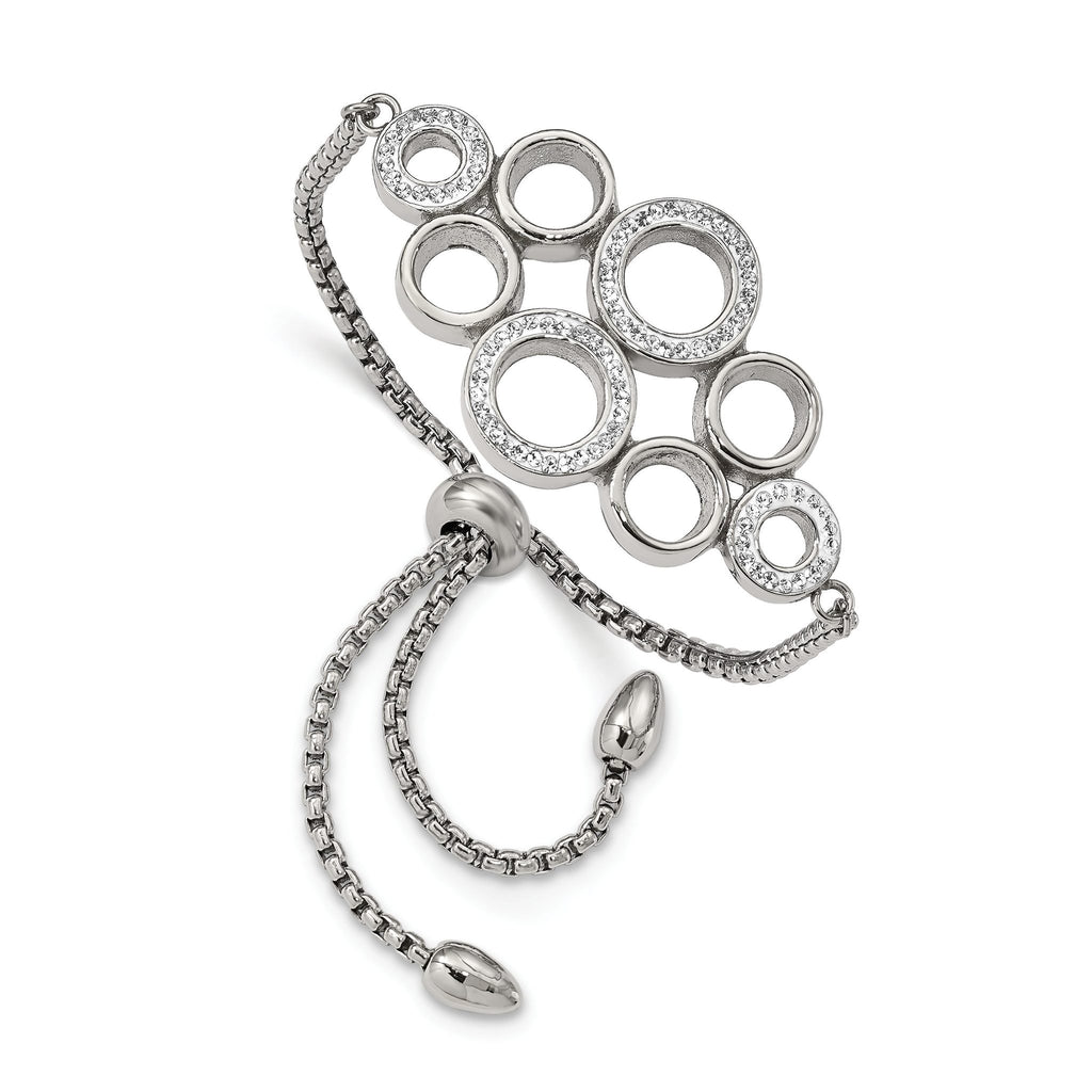 Stainless Steel Polished with Preciosa Crystal Circles Adjustable Bracelet for Women