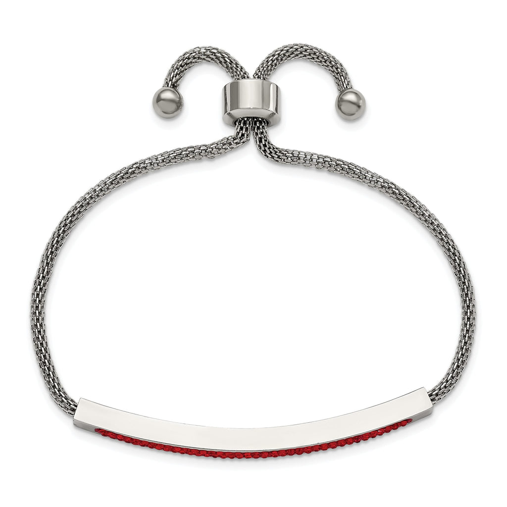 Stainless Steel Polished with Red Glass Adjustable Bracelet for Women