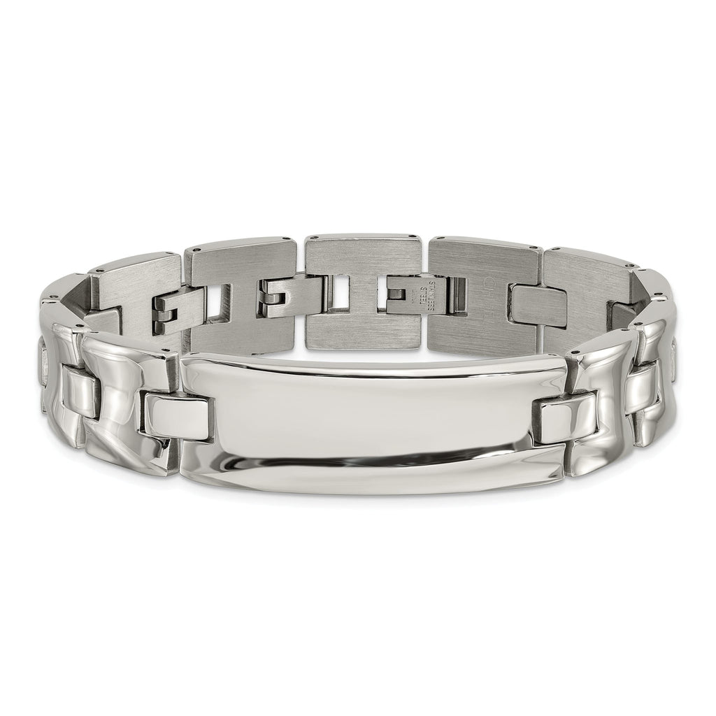 Stainless Steel Polished Link ID Bracelet for Men