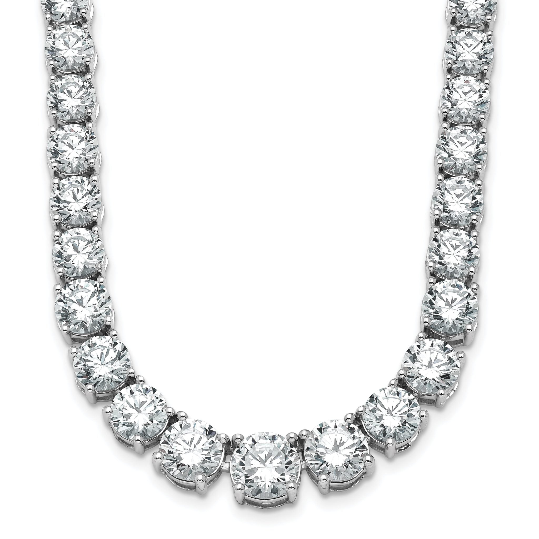 14k White Gold 50 7/8 carat Lab Grown Diamond VS+ F+ Complete Round 20 inch Graduated Tennis Necklace Main image