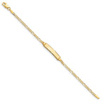 14k Polished Solid Chain/Solid Plate Figaro Link 19x4mm Plate 5.5 inch Baby/Child ID Bracelet