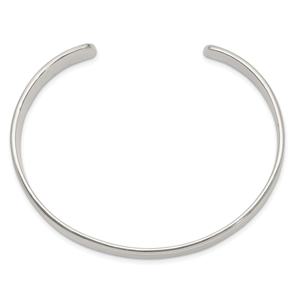 Sterling Silver 925 Women's Cuff Bracelet with Polished Flexible Design