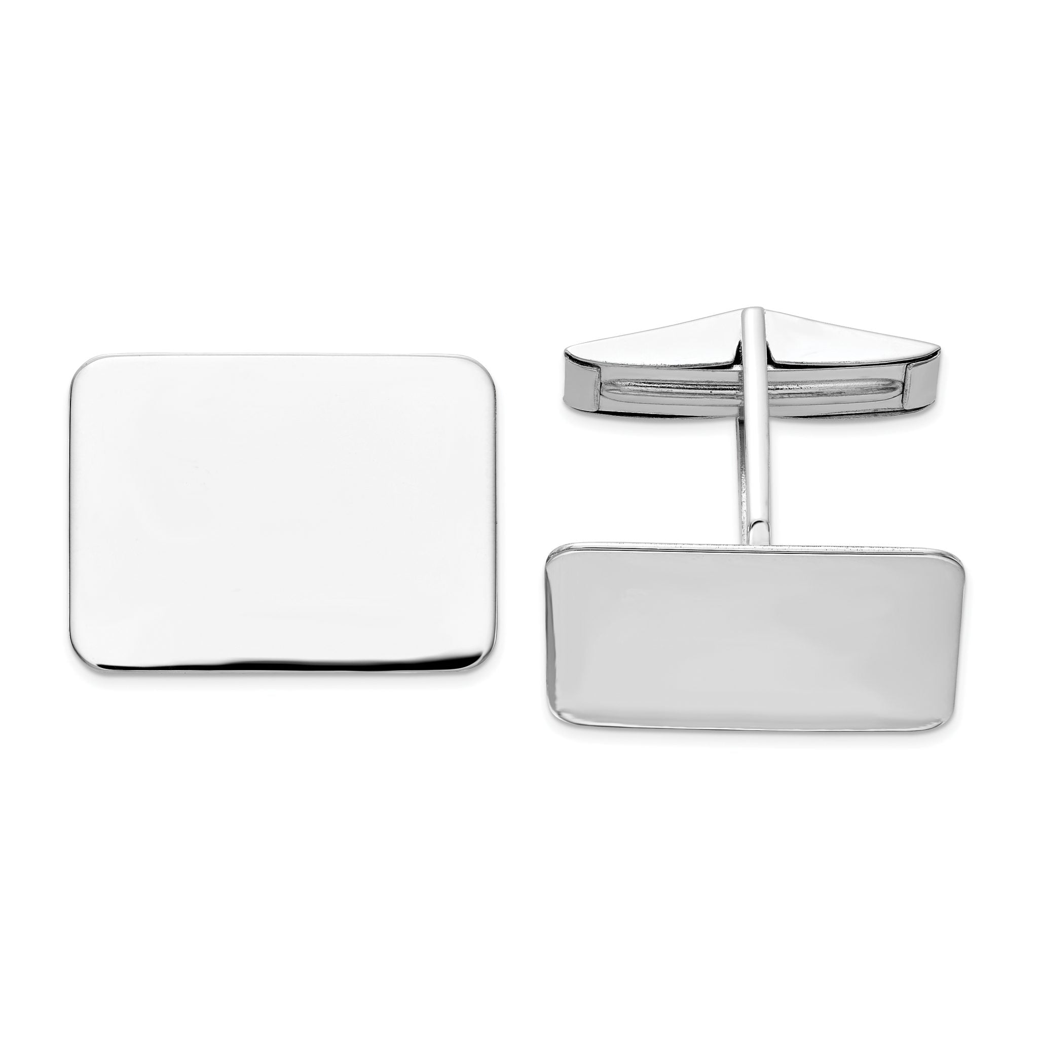 14K White Gold Rectangular Cuff Links Main image