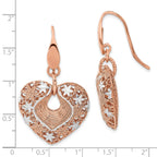Sophia Jewelers Rose-Tone Sterling Silver Heart Dangle Earrings
