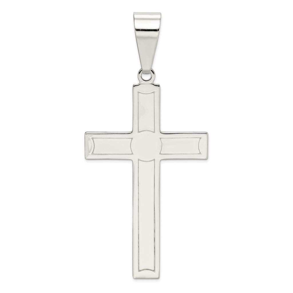 Sterling Silver 925 Polished Cross Pendant with Anti-Tarnish Finish