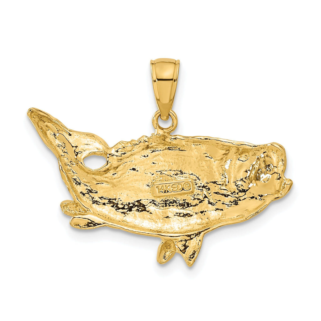 14K Gold Men's Polished Bass Fish Pendant by Sophia Jewelers