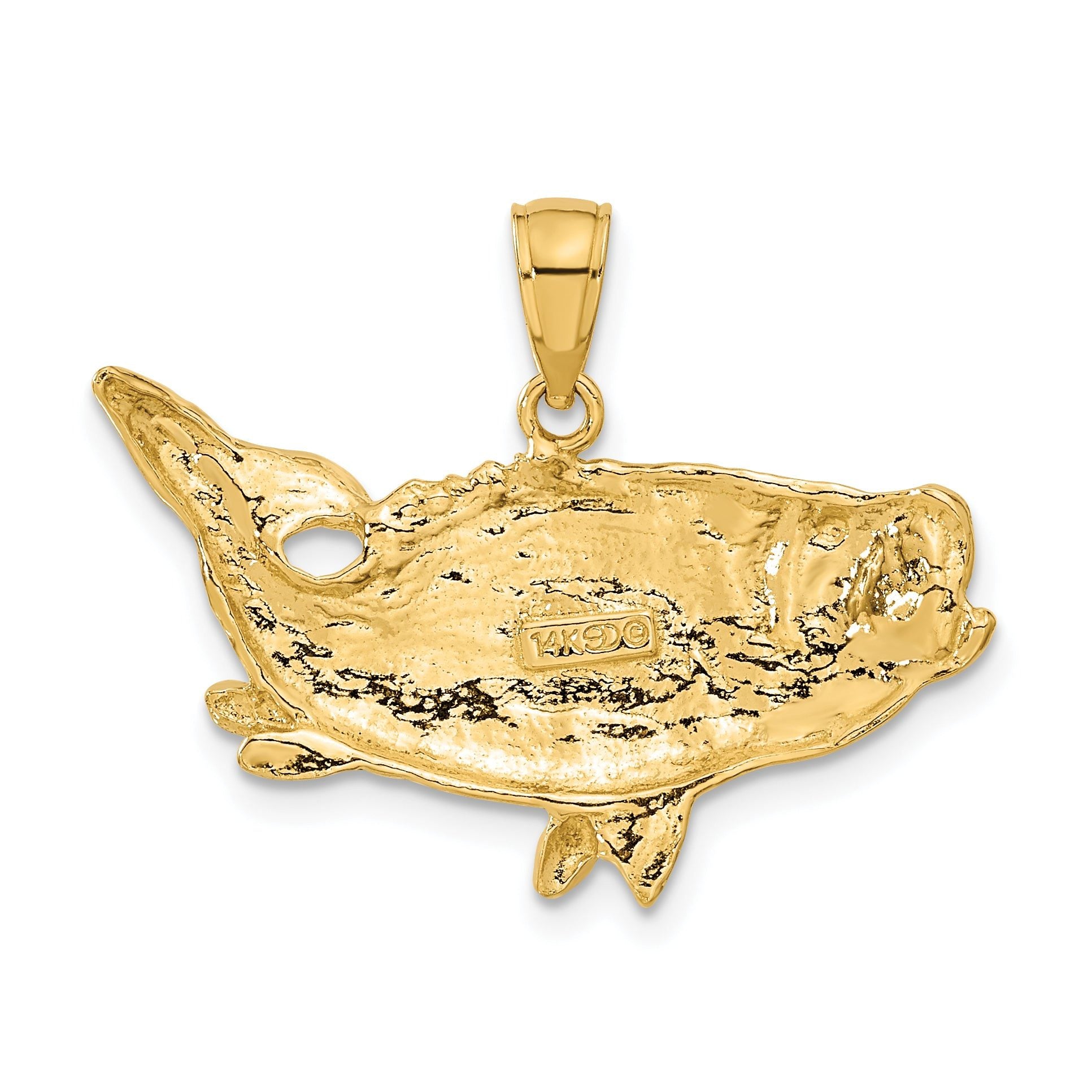 14K Gold Men's Polished Bass Fish Pendant by Sophia Jewelers