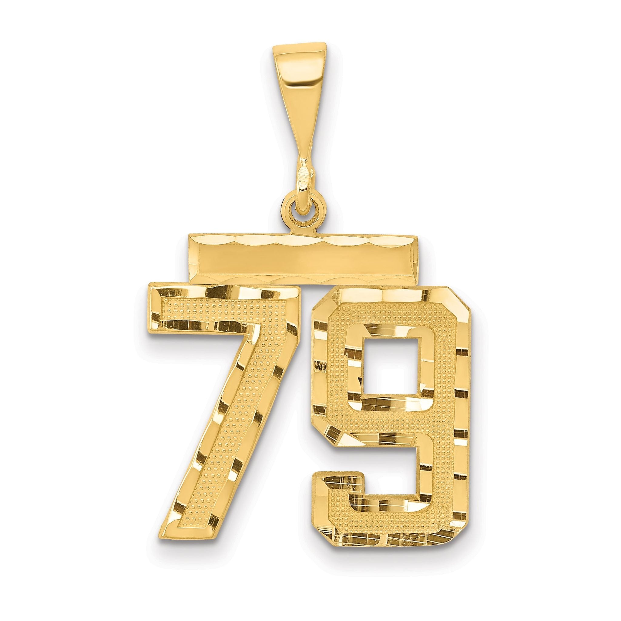 14K Gold Diamond-Cut Number 79 Charm with Polished Finish Main image