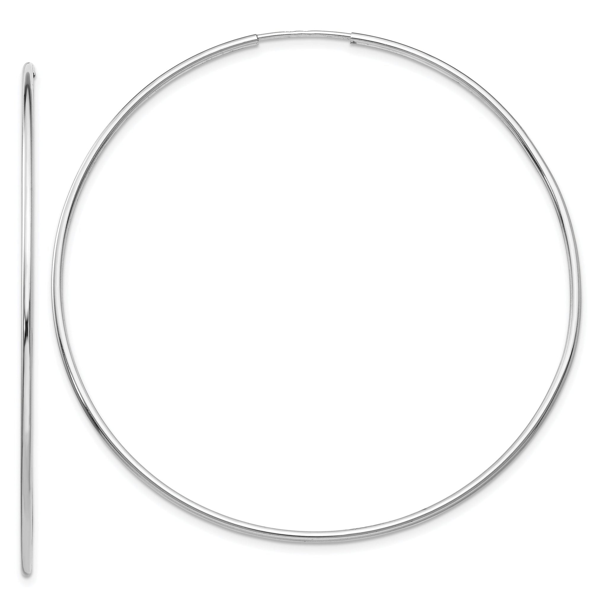 14k White Gold Polished Endless Tube Hoop Earrings Main image
