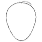 SS RH-plated Polish/Texture Braided w/1.5in ext. Necklace