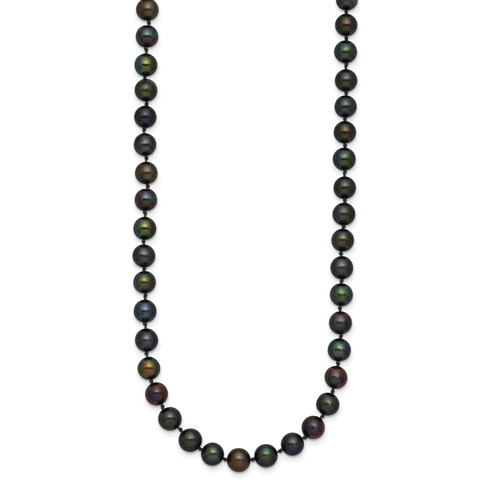 14k 5-6mm Black Near-Round Freshwater Cultured Pearl 7.5 inch Bracelet