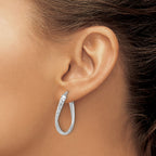 14K w/ White Rhodium Plating Polished & D/C Twist Hoop Earrings