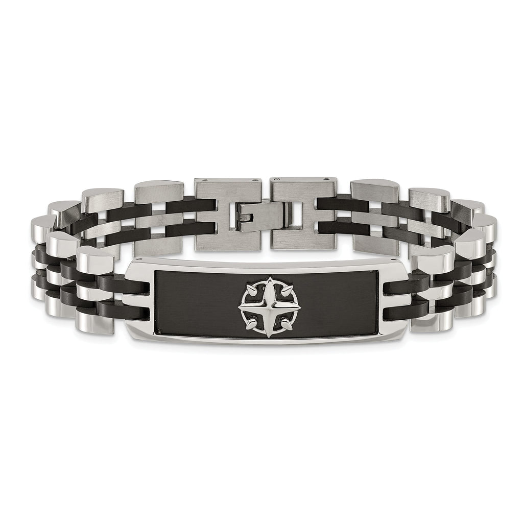 Stainless Steel Brushed and Polished Black IP-plated ID Bracelet for Men
