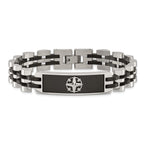 Stainless Steel Brushed and Polished Black IP-plated ID Bracelet for Men