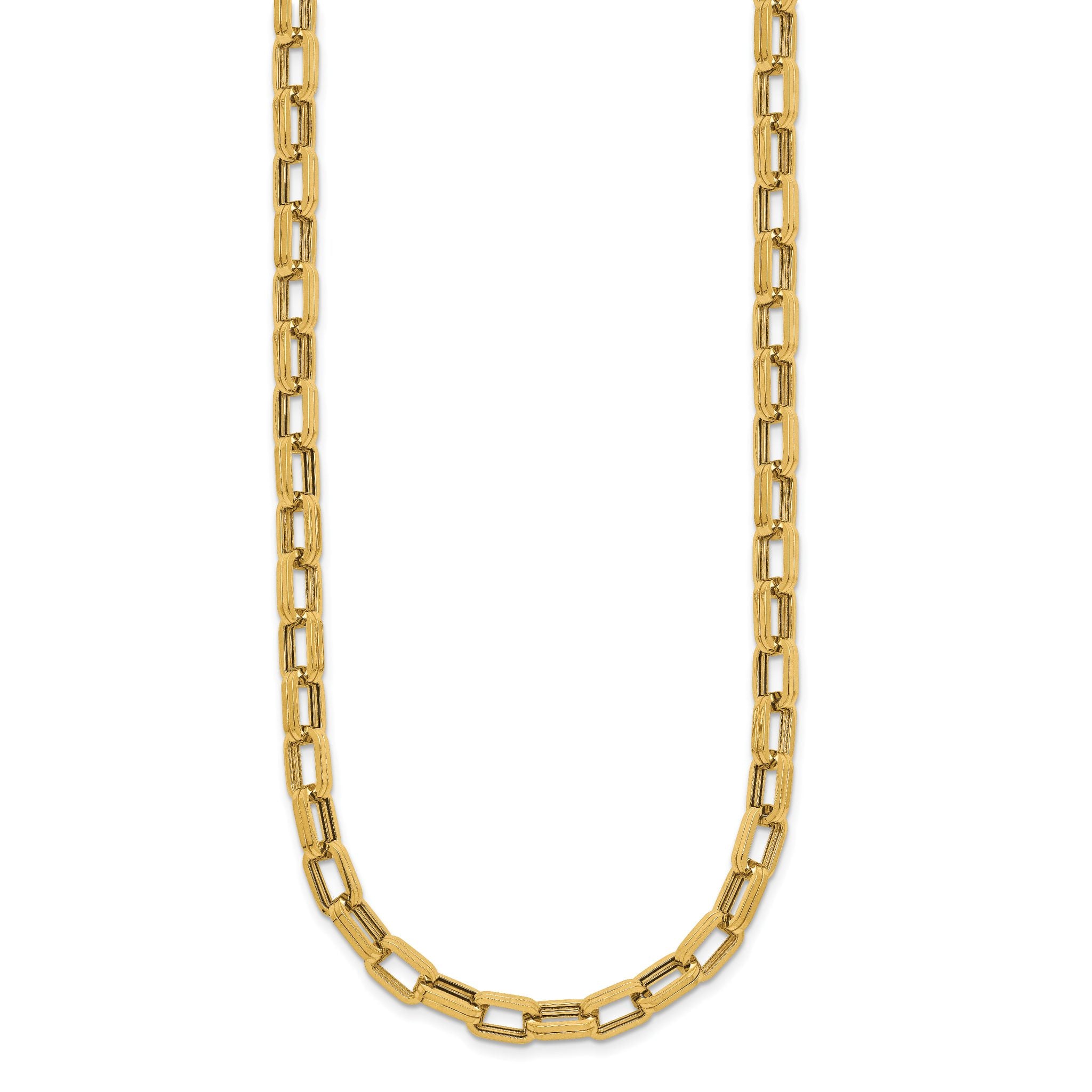 14K Polished 5.5mm Fancy Oval Link Necklace Secondary image