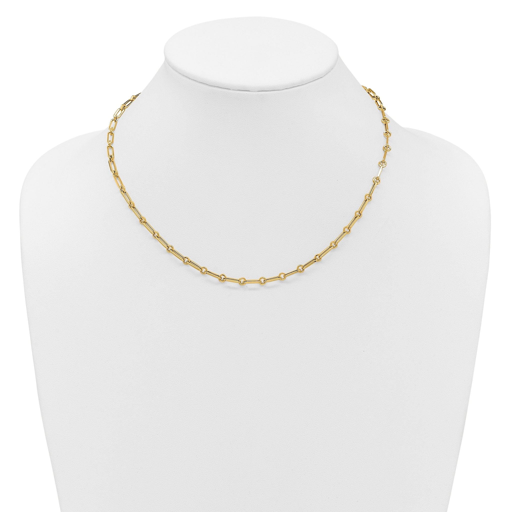 14K Polished Fancy Paperclip Link Necklace