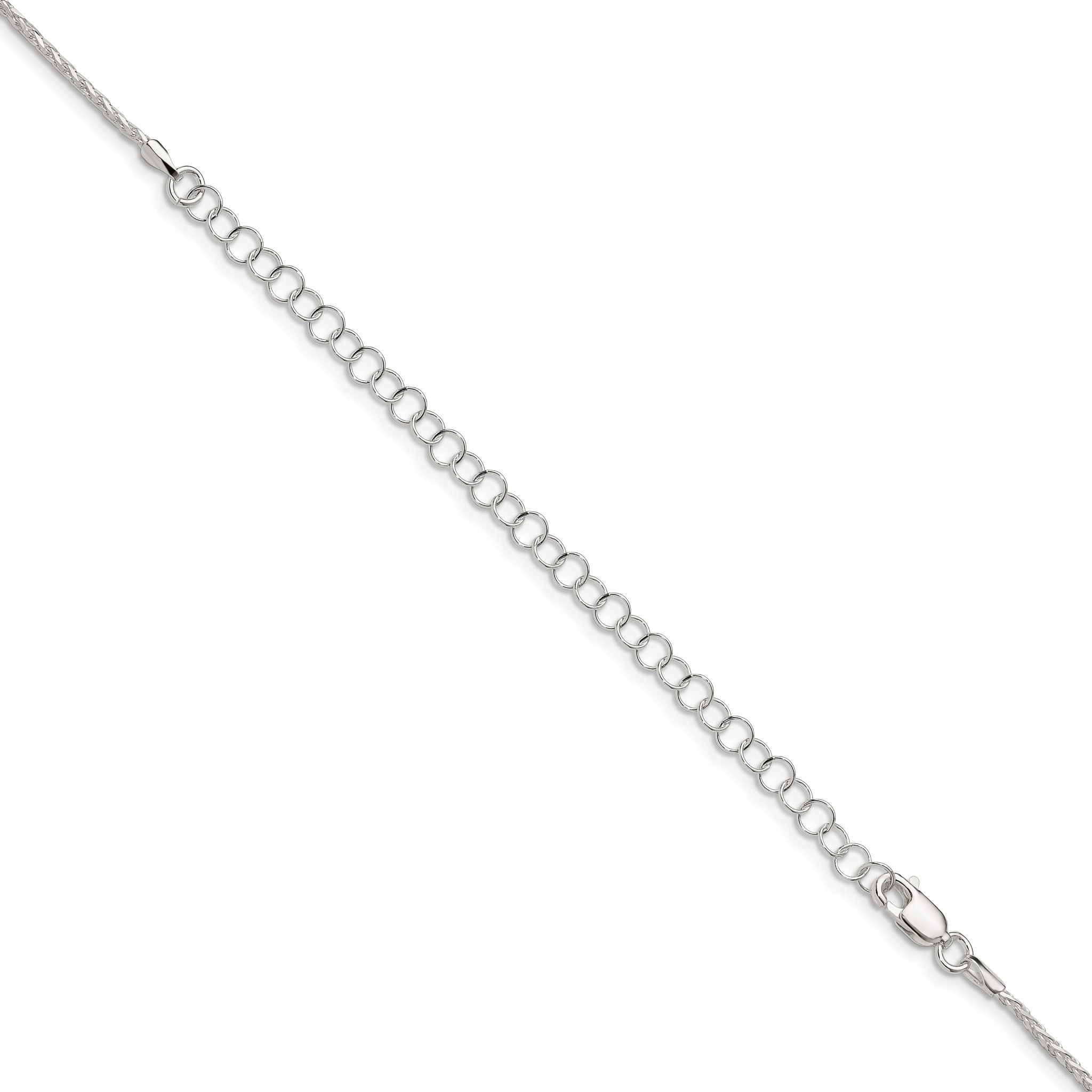 Sterling Silver 1.7mm Diamond-Cut Round Spiga Chain With 2 Inch Extension