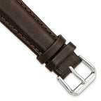 Smooth Leather Watch Band in Dark Brown with Silver-Tone Buckle, 12mm