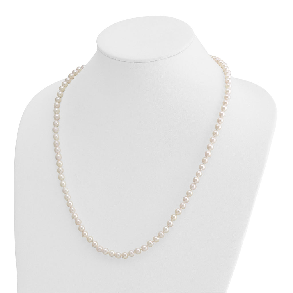 14k 5-6mm White Round Akoya Saltwater Cultured Pearl Necklace
