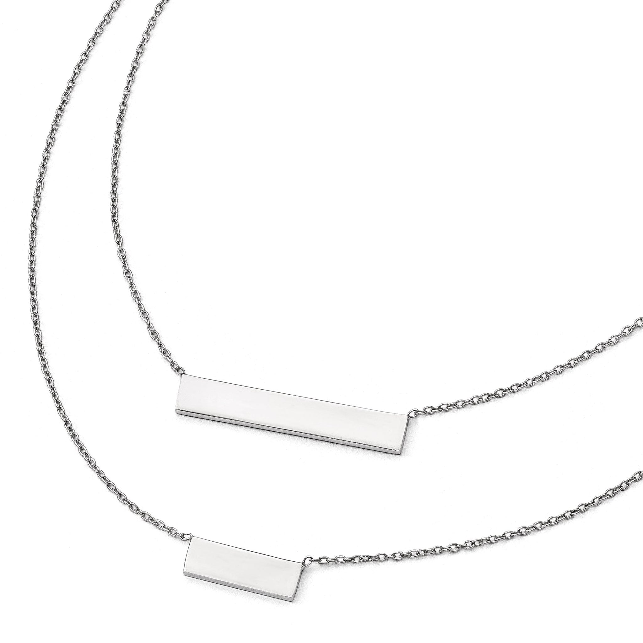 Polished Double Bar Necklace in Sterling Silver
