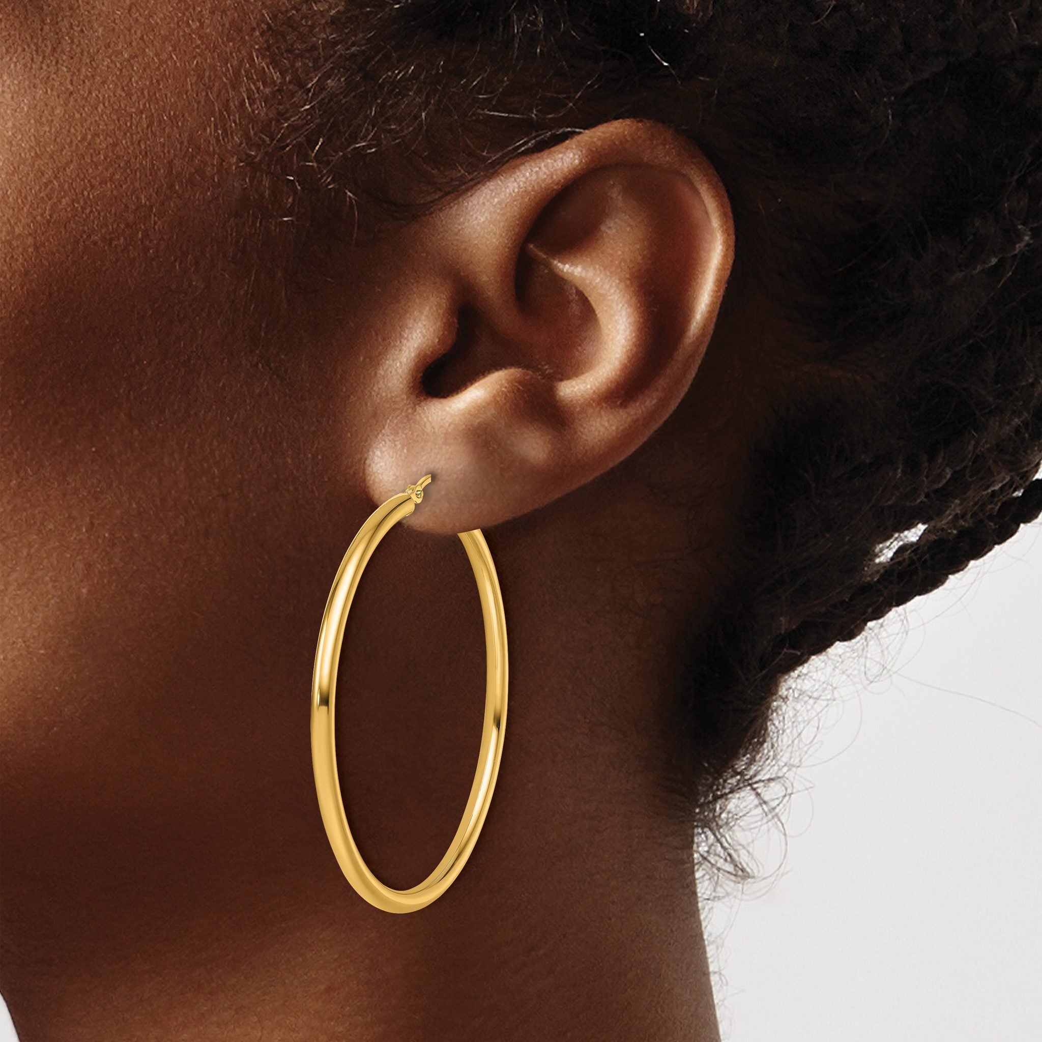 14k Polished 2.5mm Lightweight Tube Hoop Earrings