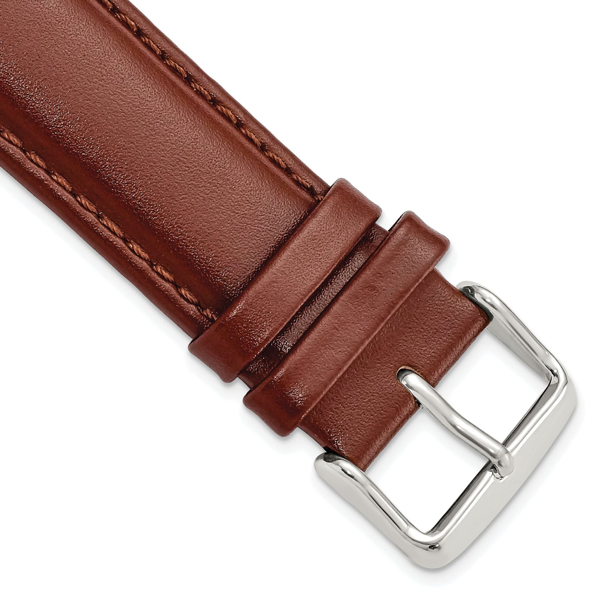 Havana Smooth Leather Watch Band with Silver-Tone Buckle, 22mm