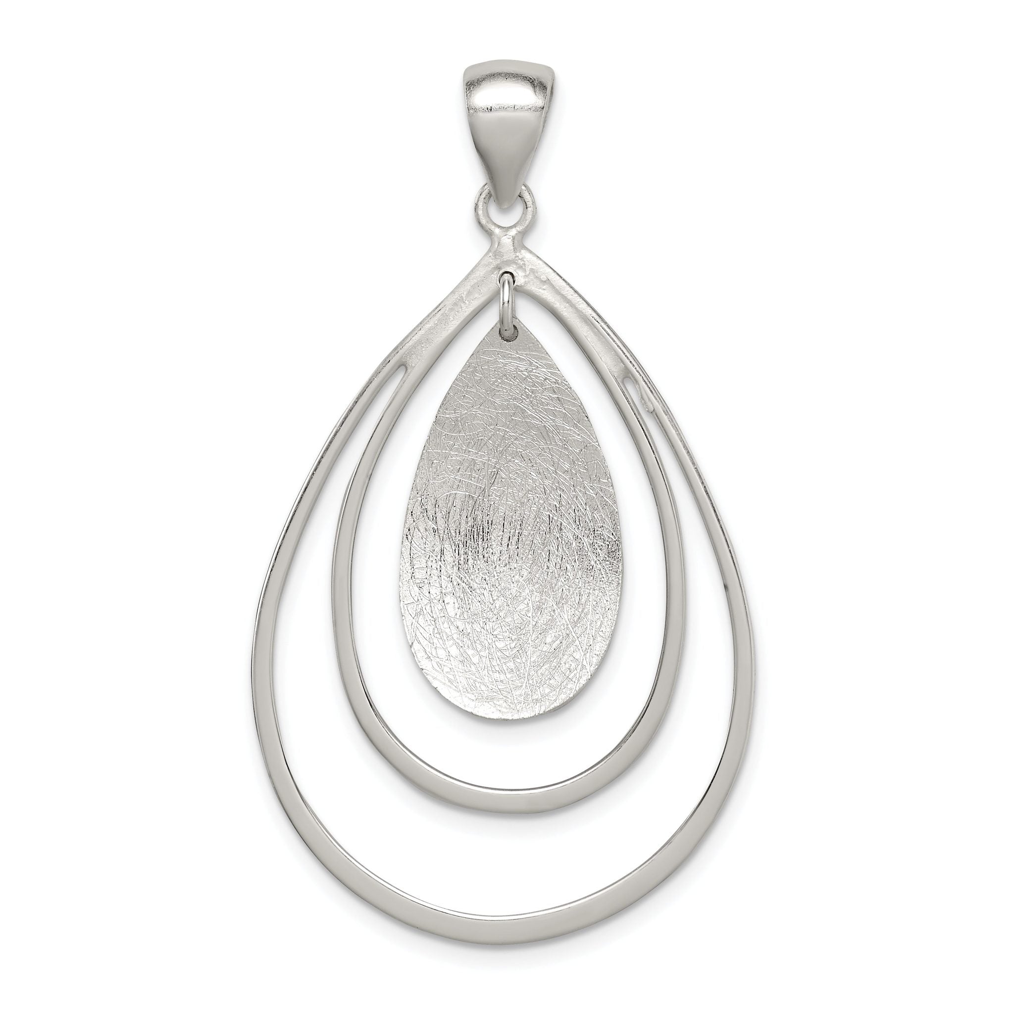 Sterling Silver Polished & Textured Teardrop Pendant Main image