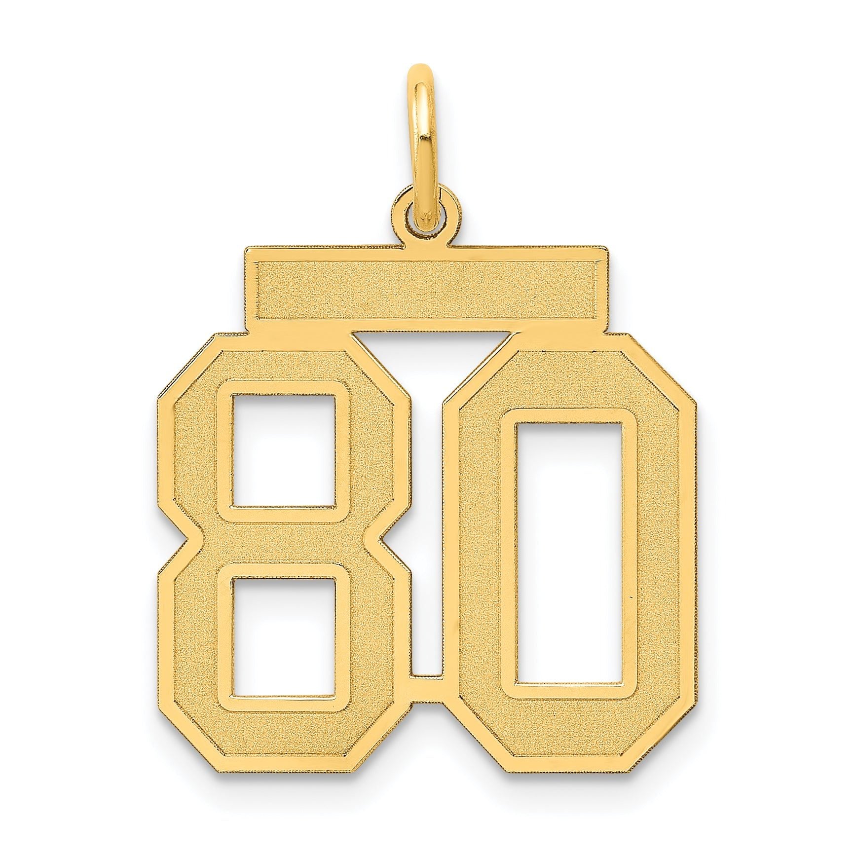14K Gold Satin Finish Number 80 Charm  Medium Brushed Main image