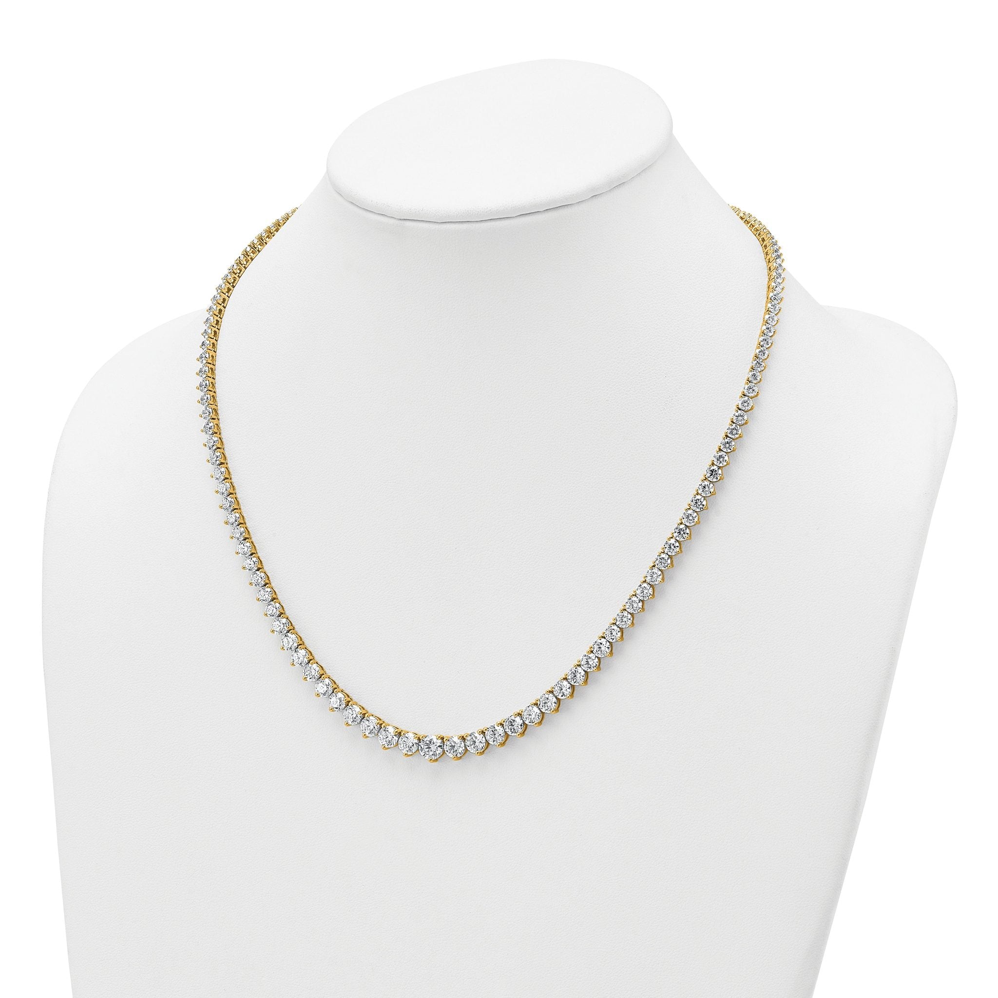 14k 27 3/4 carat Certified Lab Grown Diamond VS+ F+ Complete Round 16 inch Graduated Tennis Necklace