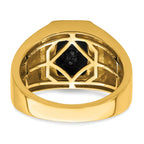 14k Onyx and Diamond Greek Key Design Mens Ring