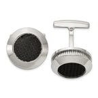 Stainless Steel Black Carbon Fiber Inlay Cuff Links