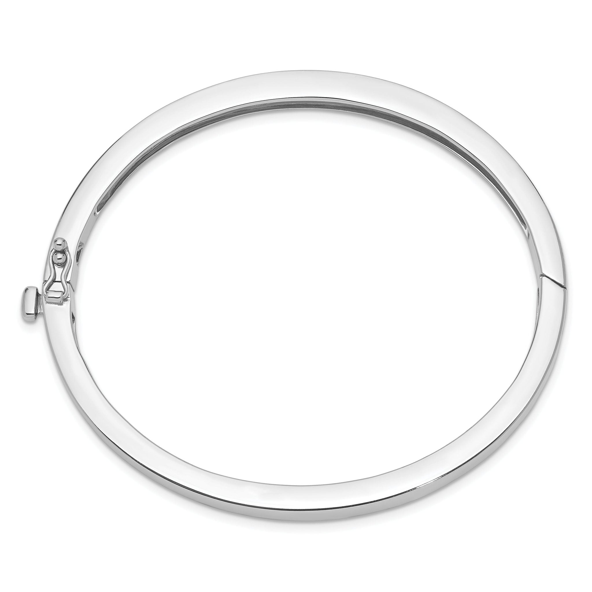 14K White Gold Polished Hinged Bangle Bracelet with Safety Clasp Elegant Women's Jewelry