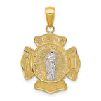 14K Two-Tone Saint Florian Medal Pendant with Polished Finish Solid Design