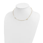 14K Gold Polished Rosary Necklace with Cross  Elegant Women's Faith Symbol